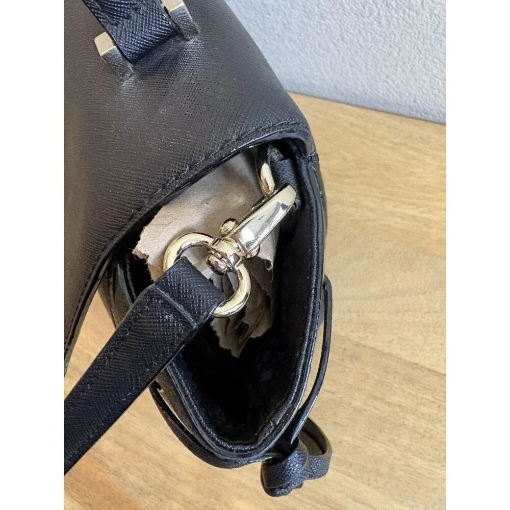Kate Spade New York Satchel Bag Womens Black Leather Crossbody Purse Handbag